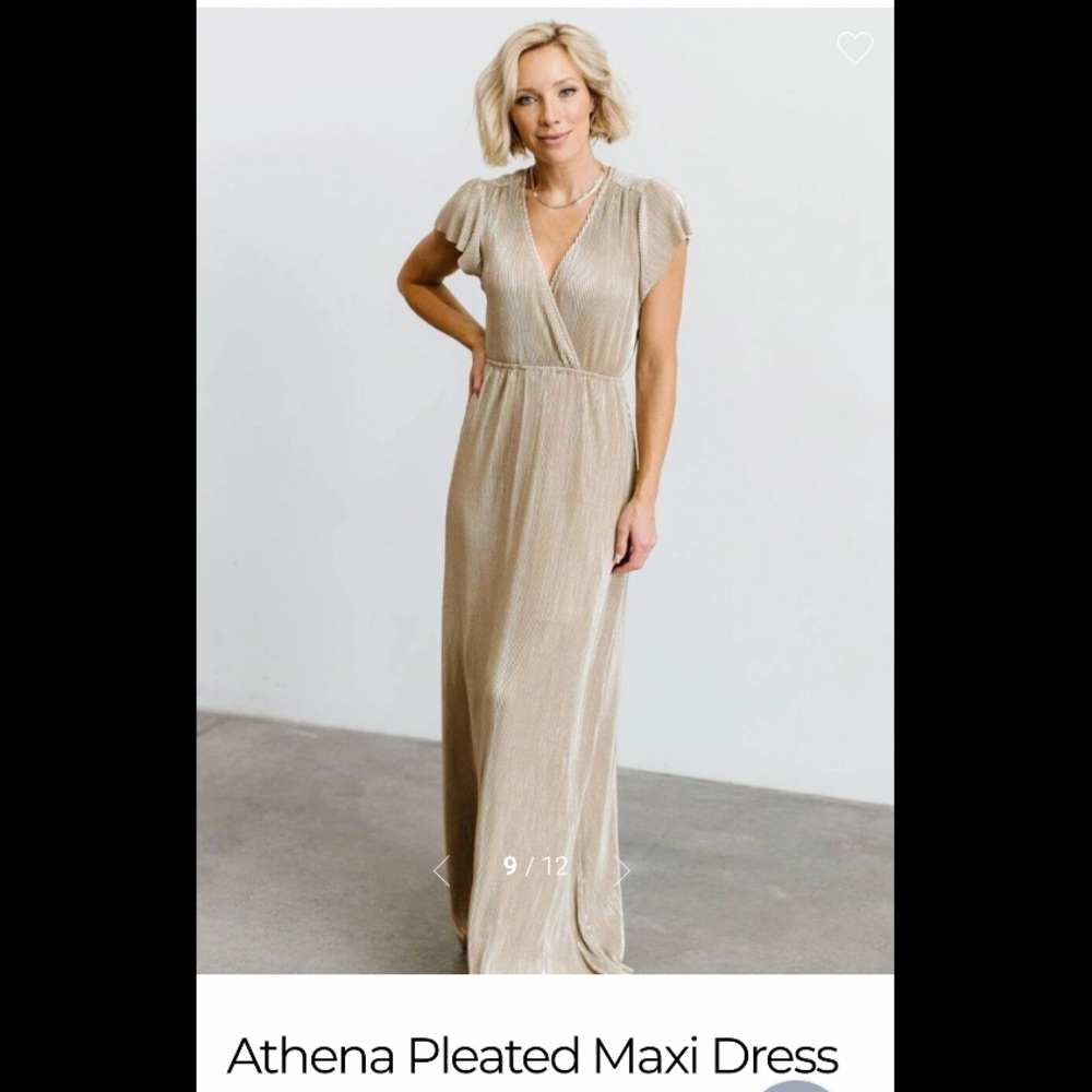 Baltic Born Athena Pleated Maxi Dress - Gold XS (fits more like a small/2)